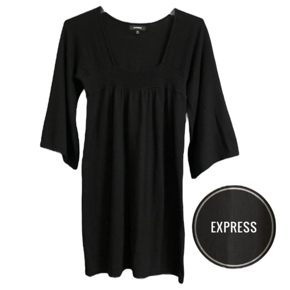 Express Black Kimono Sleeve Sweater Dress with Square Neckline - Picture 13 of 13